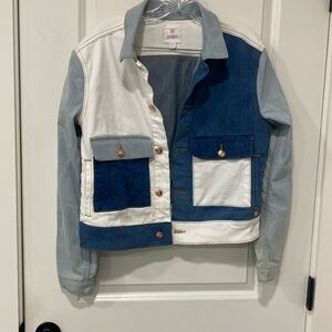 LulaRoe colorblock denim jean jacket KENNY Medium